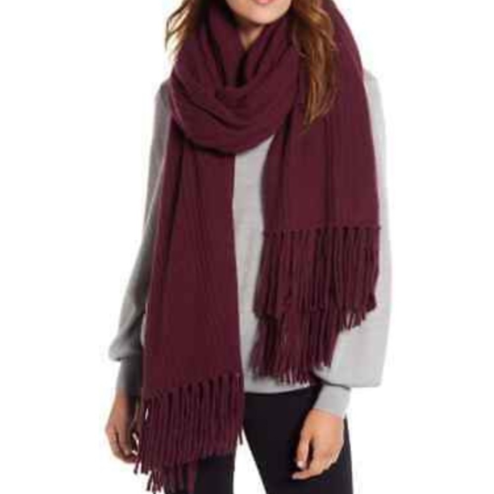 NWOT 100% cashmere burgundy wrap
